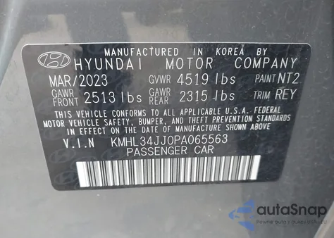 2023 Hyundai Sonata Hybrid Sel from USA, damaged, VIN KMHL34JJ0PA065563